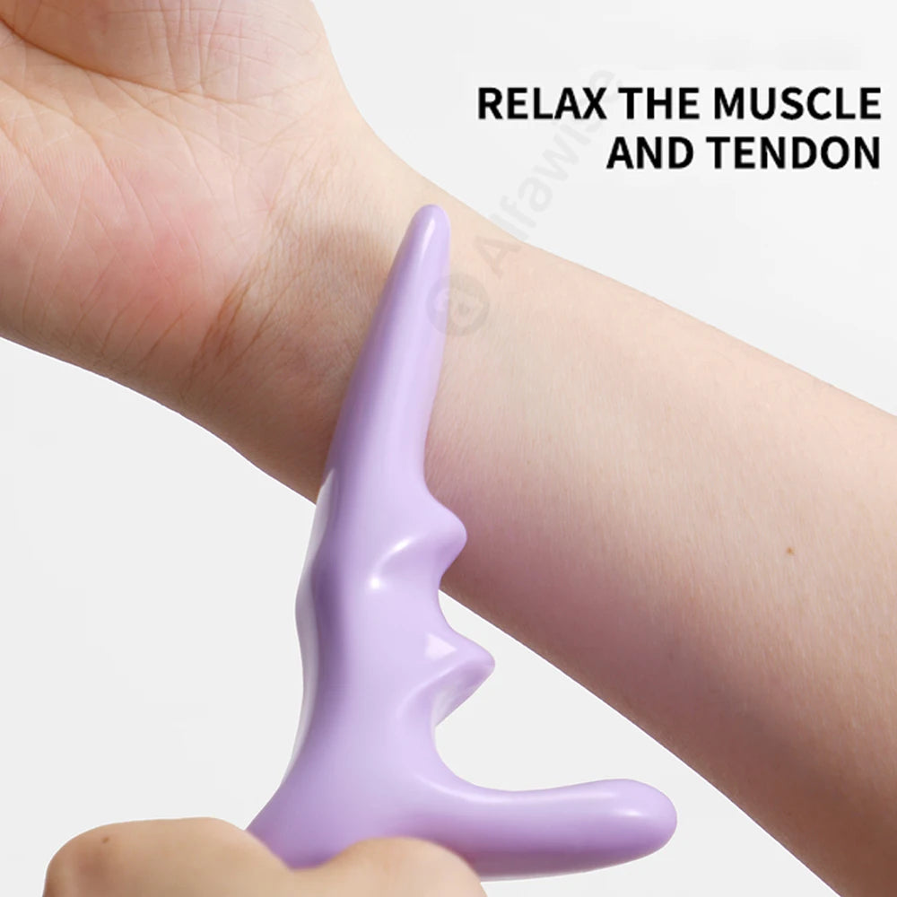 Pink T-shaped Massager with Purple Pressure Press Trigger Point Manual Physiotherapy Tools Best Full Body Deep Tissue Relaxation