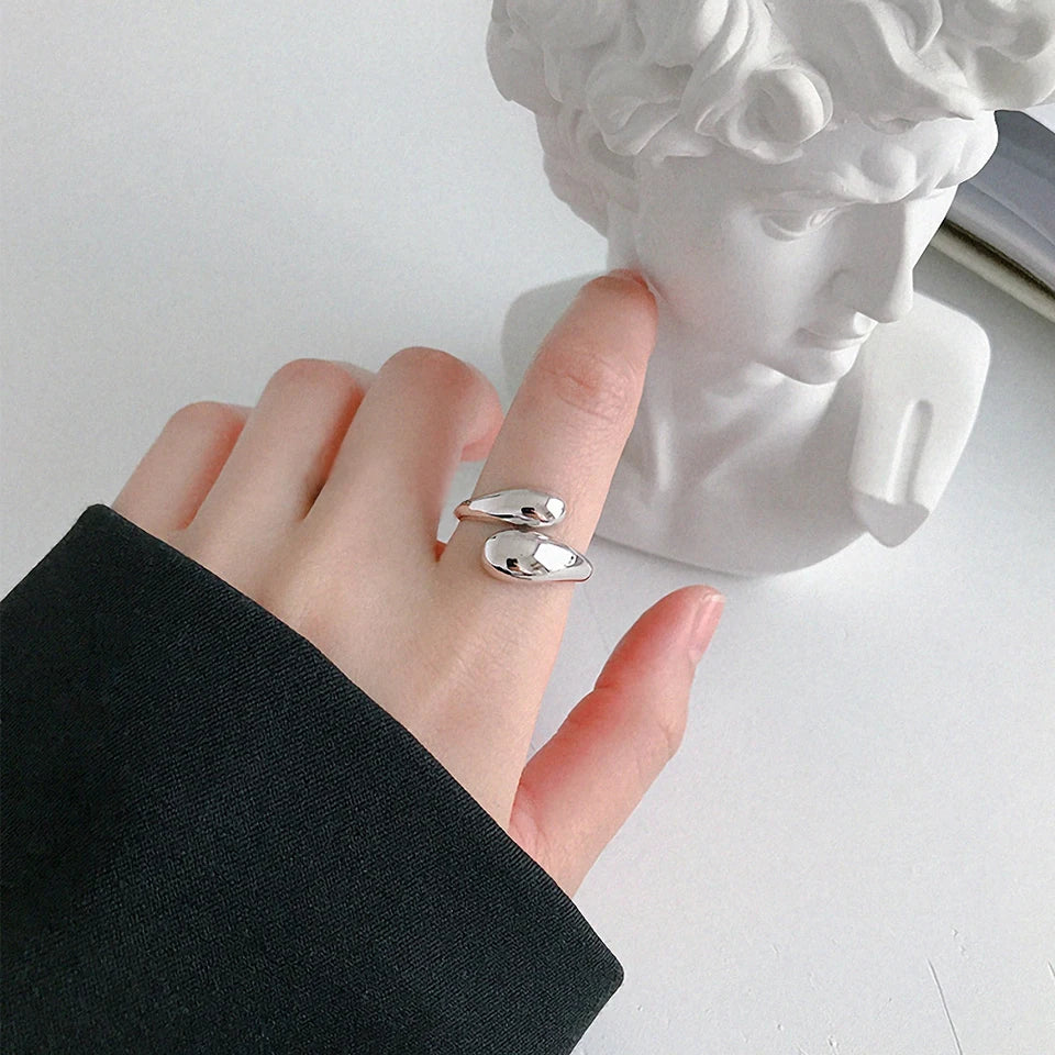 eManco Minimalist Rectangle Shell Personalized Frosted Stainless steel Women's ring Gold/Silver Color Girl Jewelr