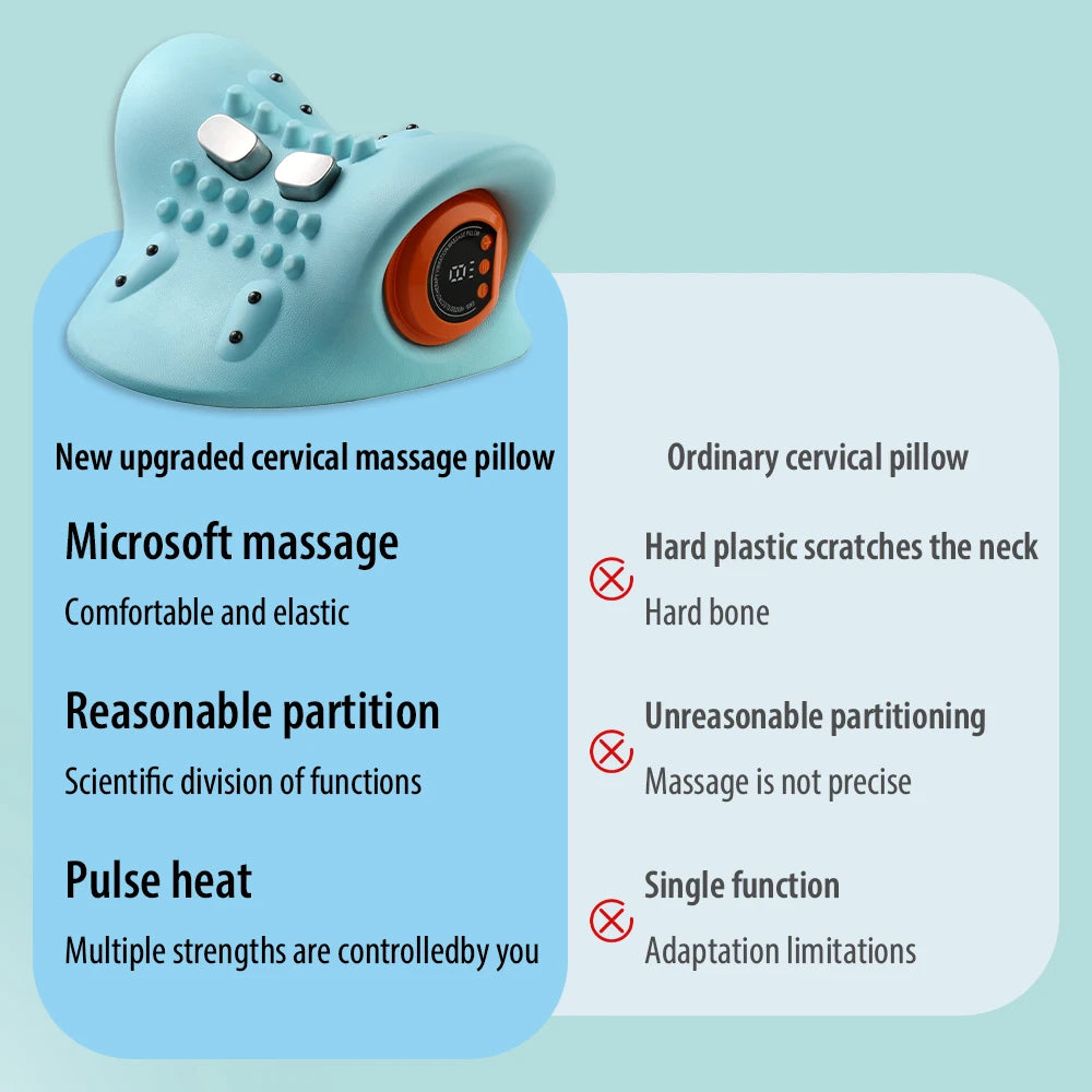 Electric Cervical Massager Neck Stretcher Chiropractic Traction Head Acupoint Massage Pillow Shouder Body Massager