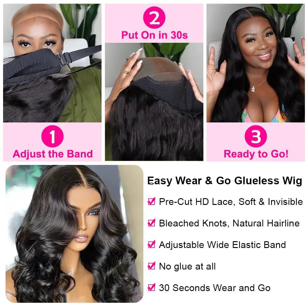 Body Wave Glueless Wig Human Hair Ready To Wear Pre Plucked Pre Cut 4x4 5x5 Hd Lace Closure Wig 30inch Body Wave Human Hair Wigs