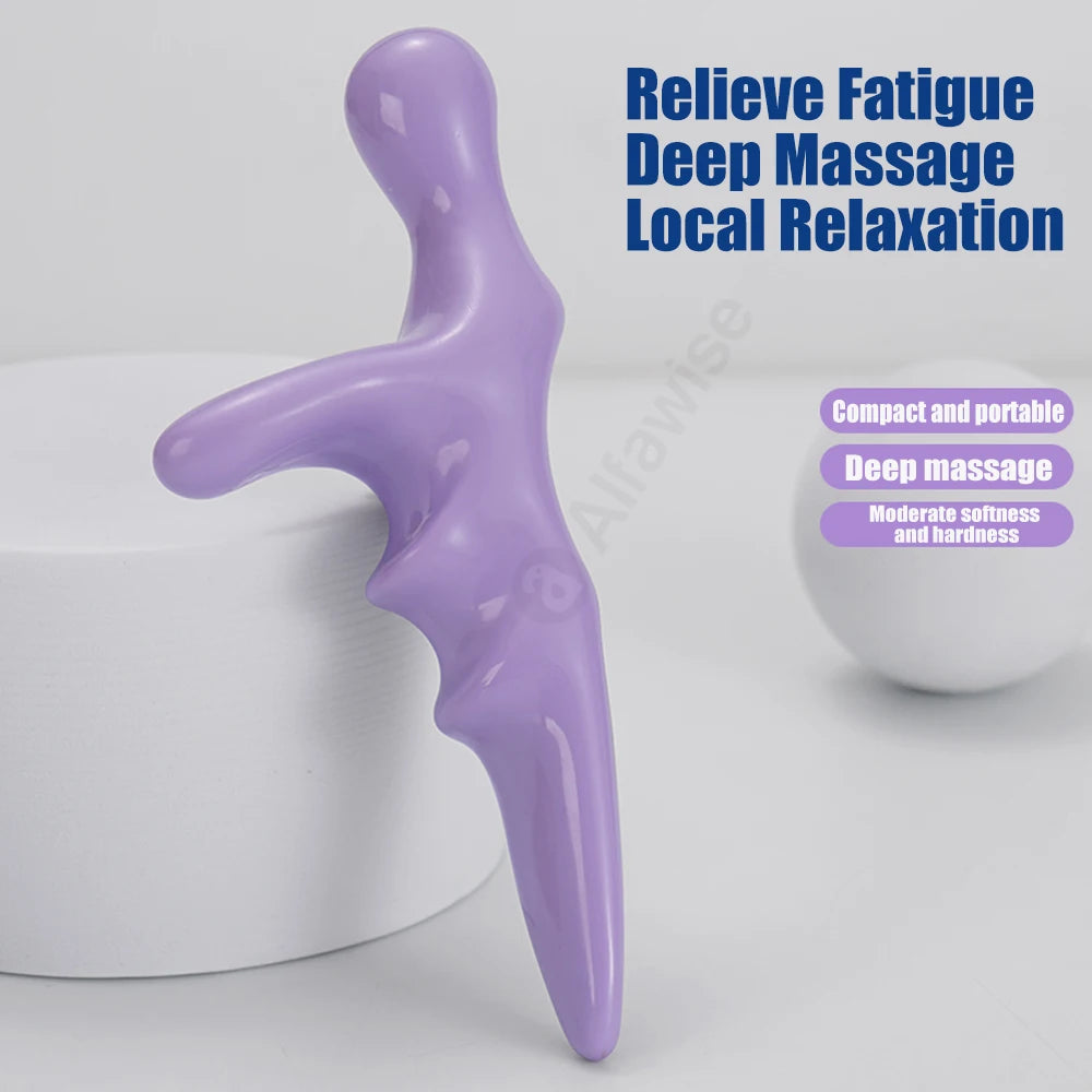 Pink T-shaped Massager with Purple Pressure Press Trigger Point Manual Physiotherapy Tools Best Full Body Deep Tissue Relaxation
