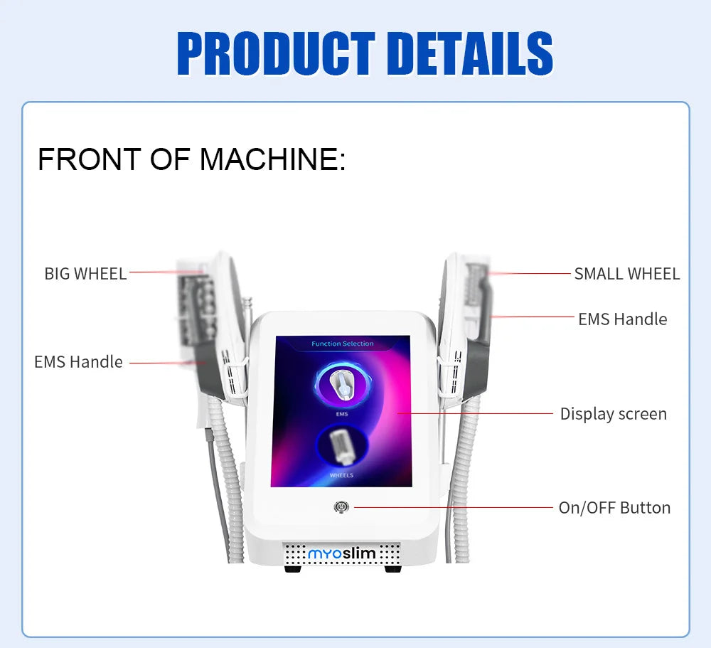 New Myoslim Desktop RF Body Shaping Machine Pro Roller Massage Magnetic Slimming EMS Fat Reduction Weight Loss White Equipment