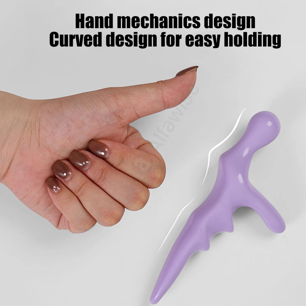 Pink T-shaped Massager with Purple Pressure Press Trigger Point Manual Physiotherapy Tools Best Full Body Deep Tissue Relaxation