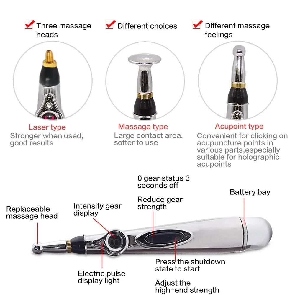 3/5-in-1 Massage Acupuncture Pen Electronic Acupuncture Point Pen Laser Meridian Energy Pulse Massage Pen MultiFunction Massager