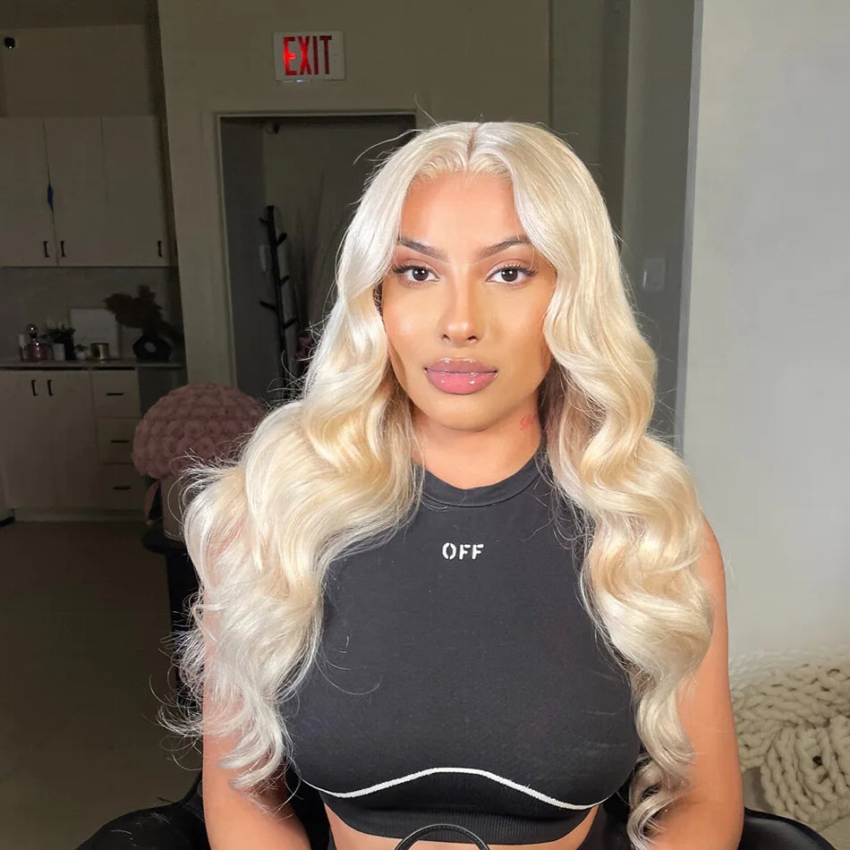 613 Hd Lace Frontal Wig 13x6 Body Wave Human Hair Wigs Brazilian 220 Density Pre Plucked Blonde transparent Lace Front Wig 30 In