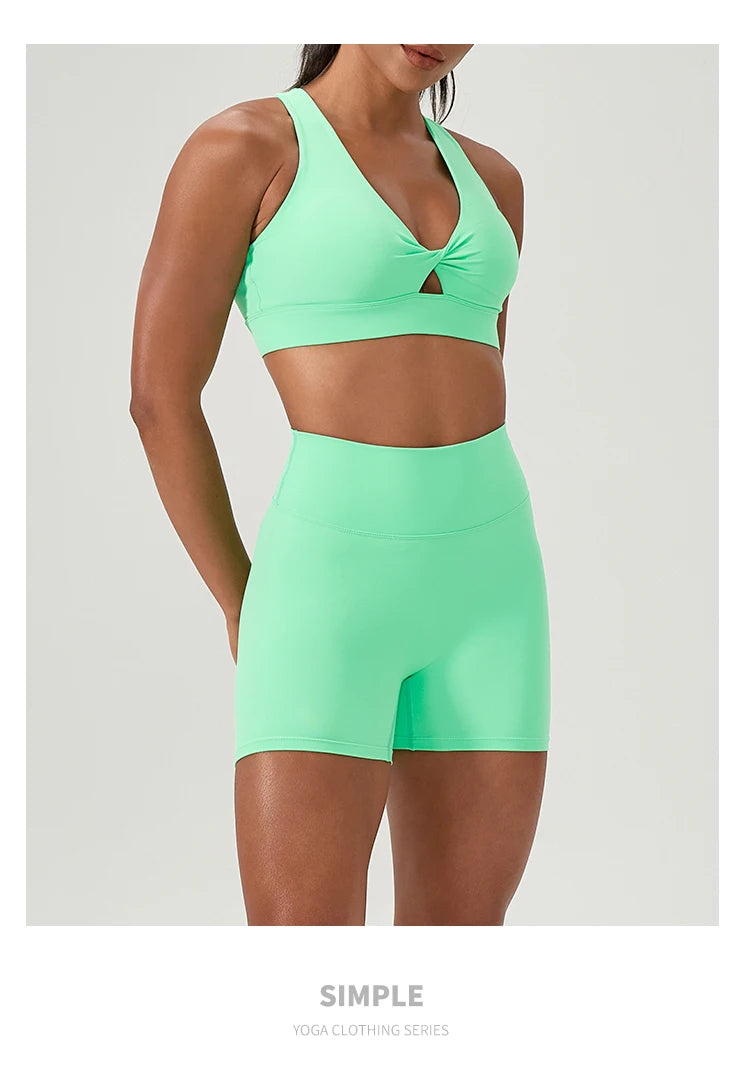 2 Pieces Women Yoga Set High Waist Elastic Running Shorts Bra Tops Gym Suit Summer Running Fitness Workout Clothes
