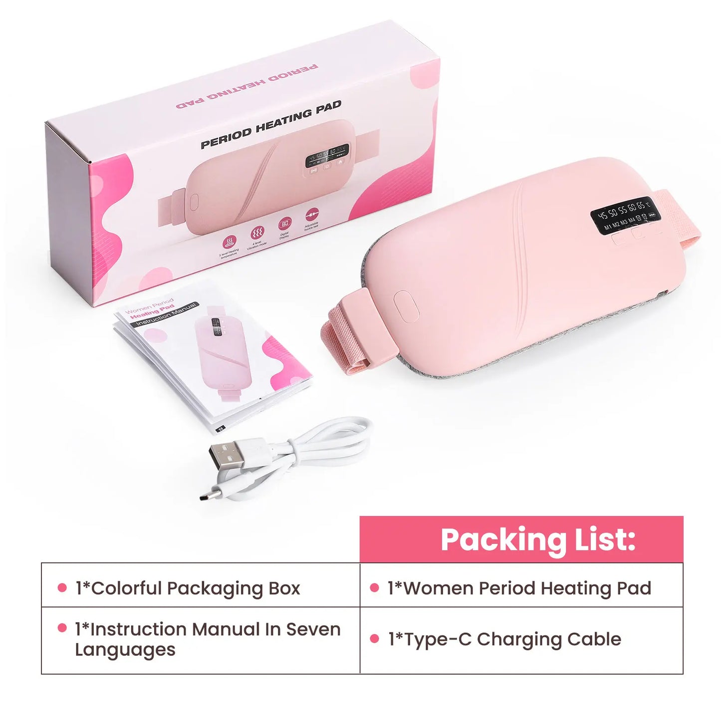 Lady Menstrual Heating Pad Warm Palace Belt Relieve Menstrual Pain Hot Compress Massager Uterus Cold Dysmenorrhea Relieving Belt