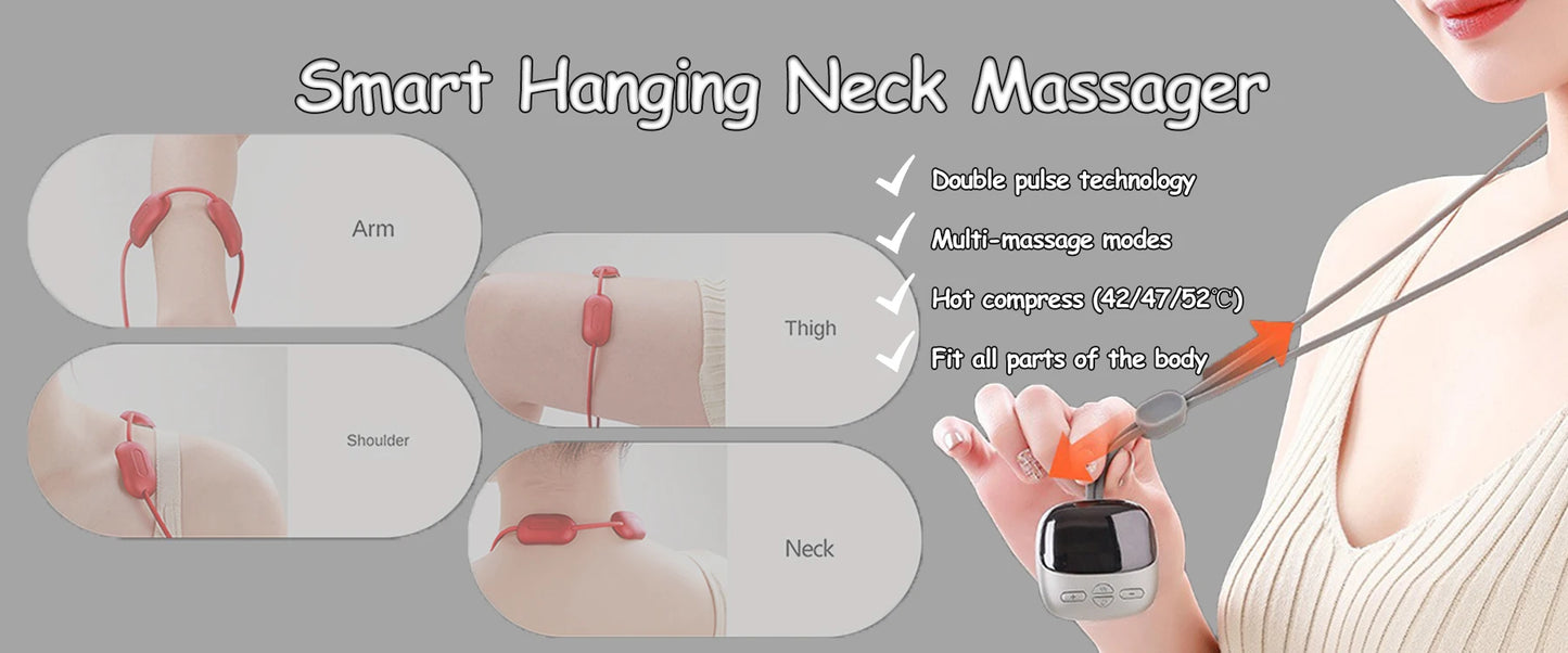 Neck Massager Mini Portable EMS Electric Cervical Massage Patch Pulse Body Muscle Stimulator Pads Relieve Fatigue Relax Tool