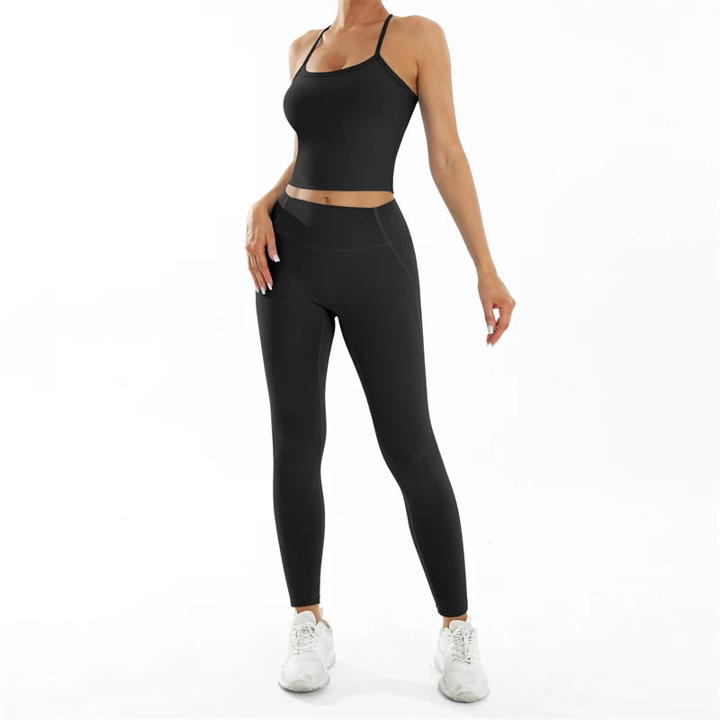 Nude Feel Fitness Suit Sports Set Women's Tracksuit Sexy Yoga Outfits Gym Sportswear Legging And Underwear Workout Clothes Woman