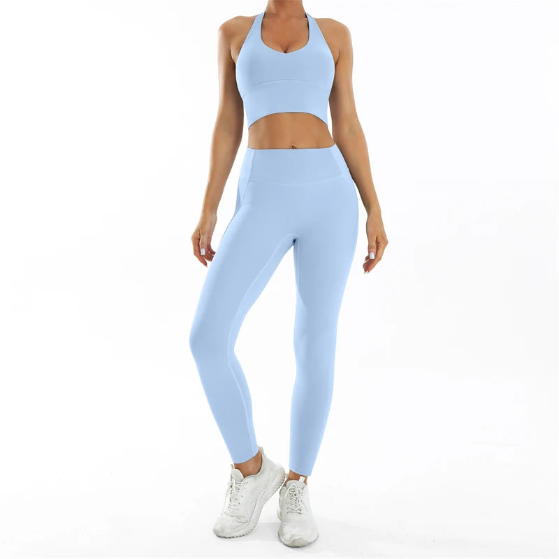 Nude Feel Fitness Suit Sports Set Women's Tracksuit Sexy Yoga Outfits Gym Sportswear Legging And Underwear Workout Clothes Woman