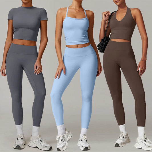 Nude Feel Fitness Suit Sports Set Women's Tracksuit Sexy Yoga Outfits Gym Sportswear Legging And Underwear Workout Clothes Woman