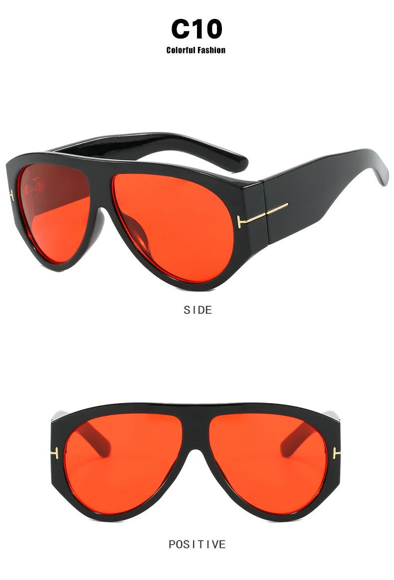 New Vintage Woman Oval Shape Sunglasses Large Frame  Sun Glasses Trendy Street Shoot Shades Eyewear UV400 Gafas De ol