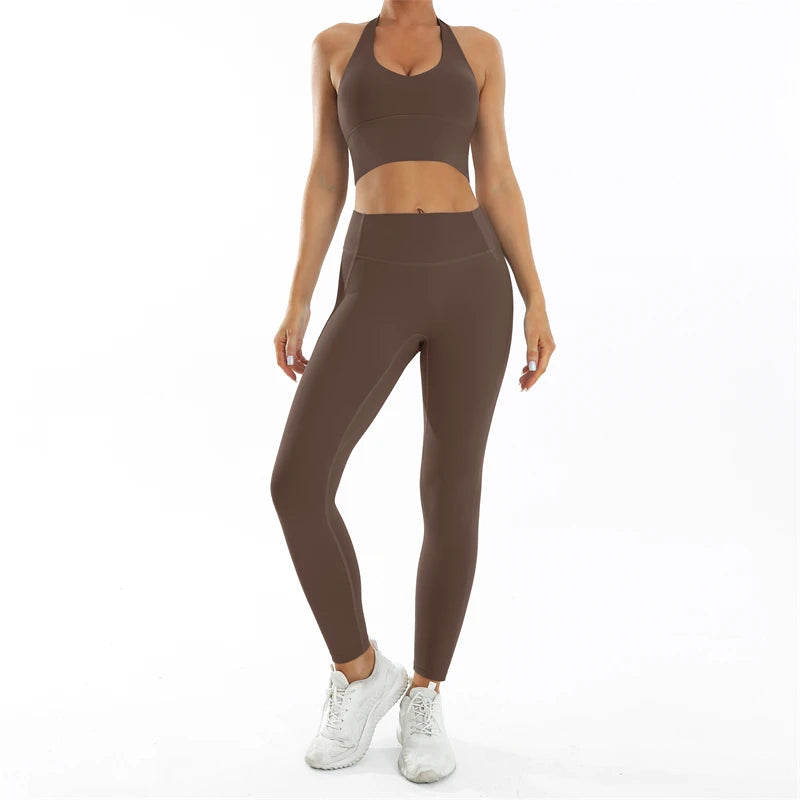 Nude Feel Fitness Suit Sports Set Women's Tracksuit Sexy Yoga Outfits Gym Sportswear Legging And Underwear Workout Clothes Woman