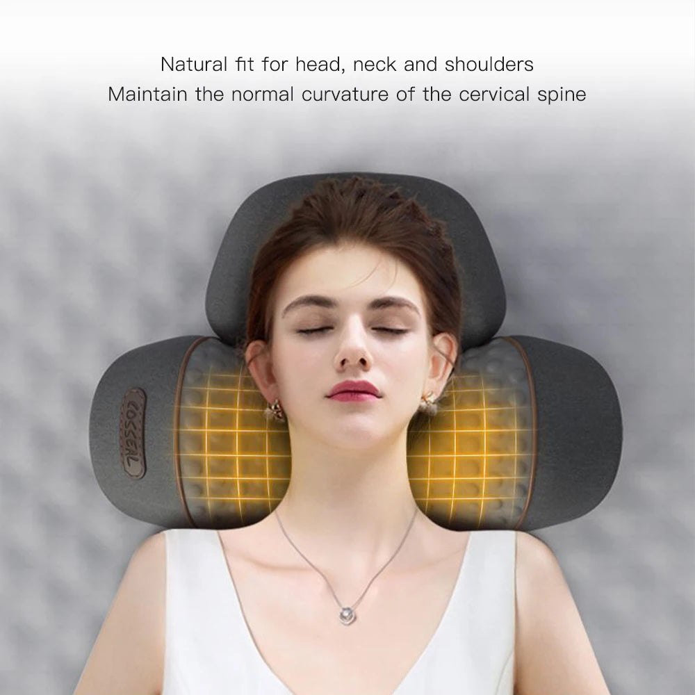 3 In 1 Neck Massager Pillow Electric Cervical Pillow Lifting Traction Relax Hot Compress Vibration Massage Neck Pain Relief