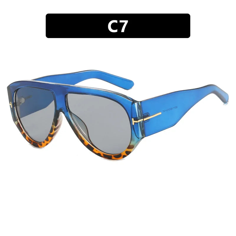 New Vintage Woman Oval Shape Sunglasses Large Frame  Sun Glasses Trendy Street Shoot Shades Eyewear UV400 Gafas De ol