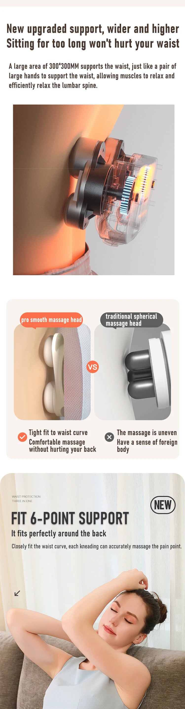Massage cushion massager, waist and back kneading massager, full body usable, hot compress massage backrest