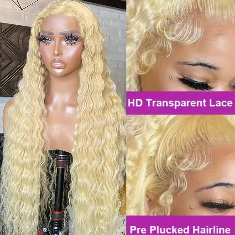 Blonde Wig Human Hair Deep Wave 13x6 Hd Lace Frontal Wig 250 Density Brazilian Front Wigs Pre Plucked 613 Curly Human Hair Wigs