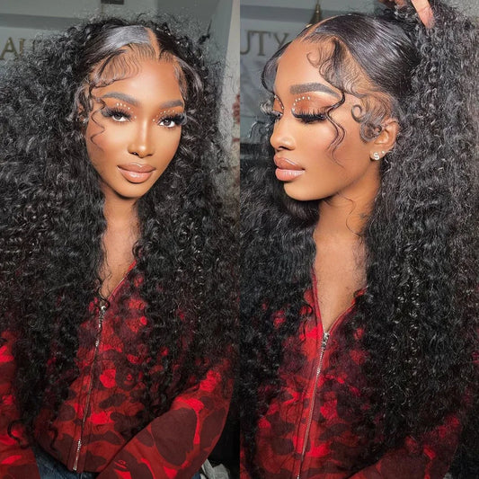 30 Inch Deep Wave Lace Front Wigs Human Hair 200 Density 13x4 HD Lace Frontal Wigs Human Hair Water Wave Curly Glueless Wigs