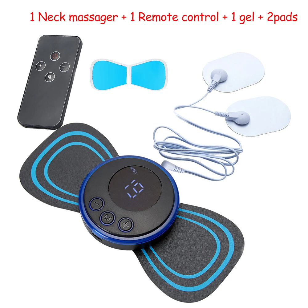 Neck Massager Mini Portable EMS Electric Cervical Massage Patch Pulse Body Muscle Stimulator Pads Relieve Fatigue Relax Tool