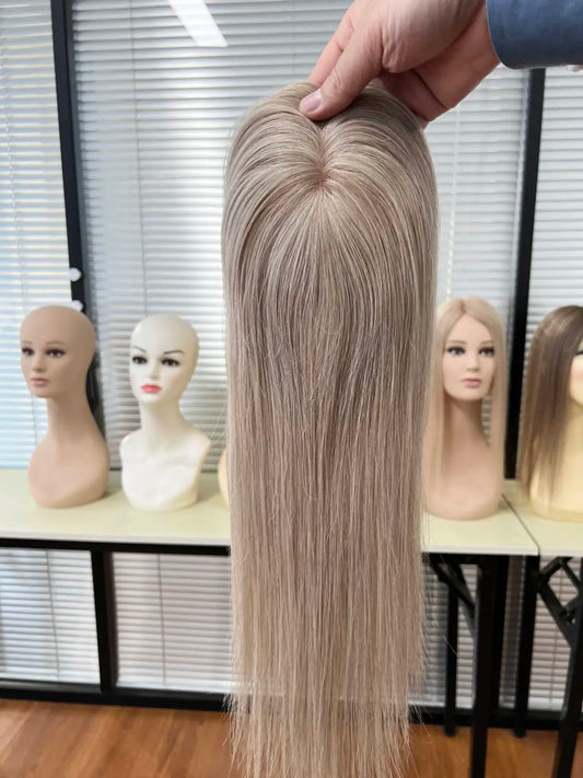 Premium 3x5inch Silk Base Human Hair Toppers 14"-16" Hand-Crocheted 130% Density Breathable Ombre T3-60 100% Realistic Knot-Free