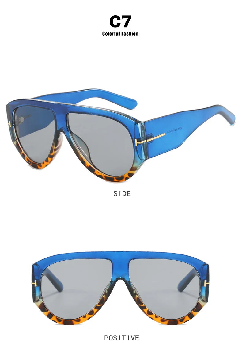 New Vintage Woman Oval Shape Sunglasses Large Frame  Sun Glasses Trendy Street Shoot Shades Eyewear UV400 Gafas De ol