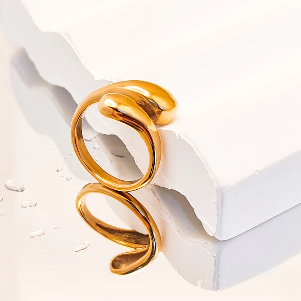 eManco Minimalist Rectangle Shell Personalized Frosted Stainless steel Women's ring Gold/Silver Color Girl Jewelr