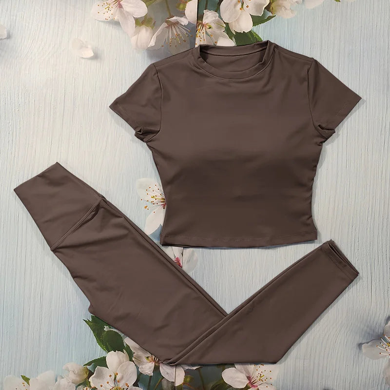 Nude Feel Fitness Suit Sports Set Women's Tracksuit Sexy Yoga Outfits Gym Sportswear Legging And Underwear Workout Clothes Woman