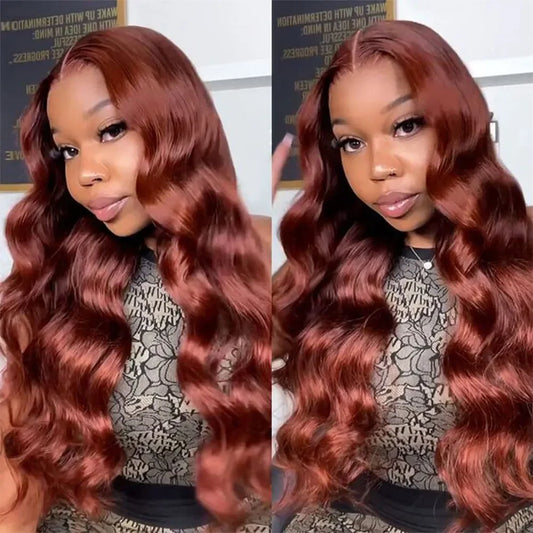 Reddish Brown 13x4 Body Wave Lace Frontal Wigs Human Hair 13x6 Hd Lace Frontal Wigs Human Hair Wigs Pre Plucked 4x4 Closure Wig